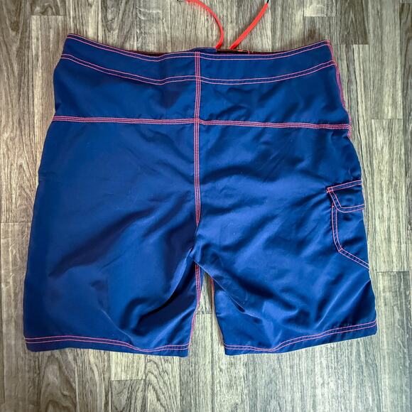 Hurley Men’s Solid Blue & Red Board Shorts Size 38 Quick-Dry, Drawstring - Picture 2 of 5